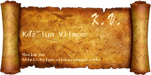Kólya Vilmos névjegykártya